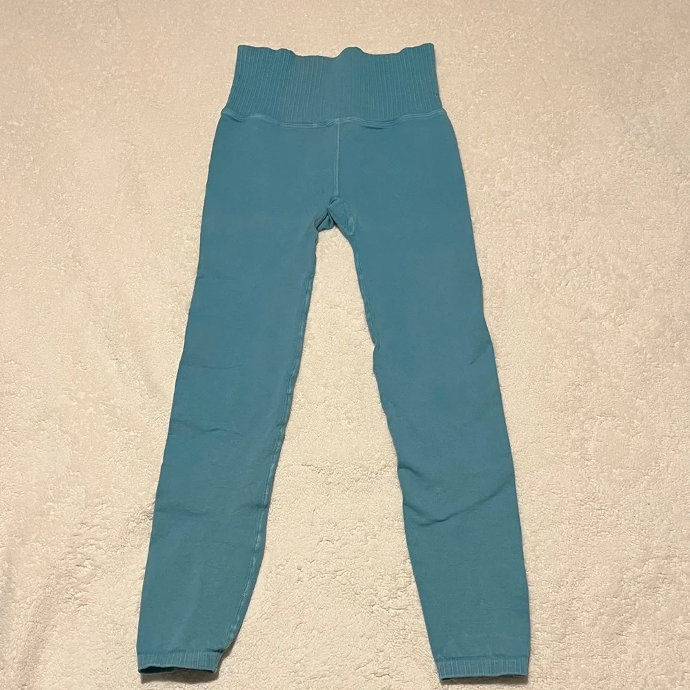 FP Movement by Free People Teal Ribbed Waist Leggings Activewear Size XS/S - Picture 1 of 3